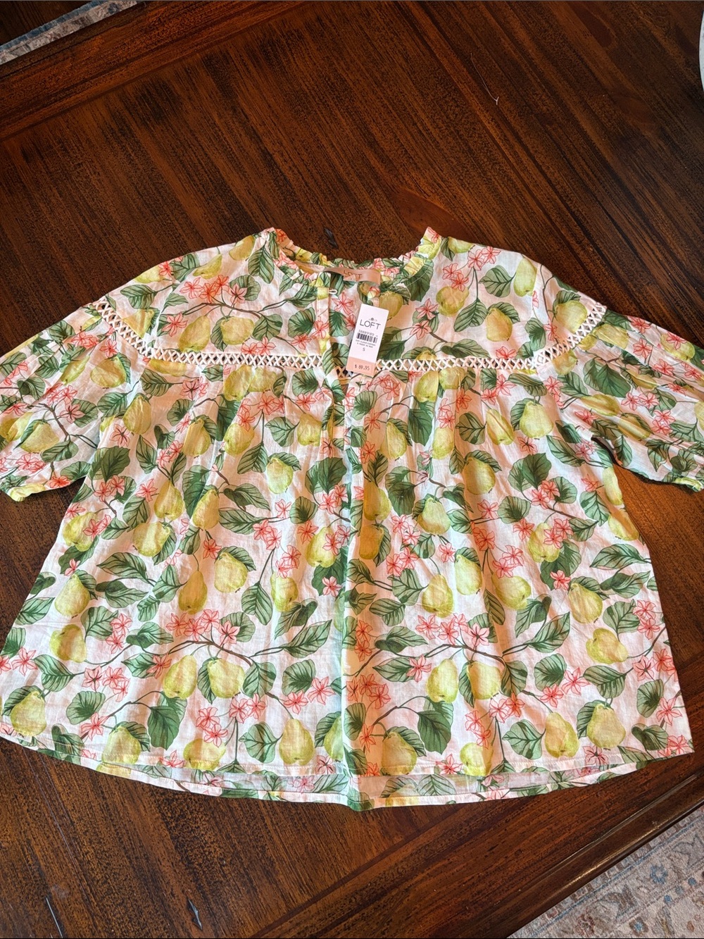 LOFT Lemon & Leaf Babydoll Blouse